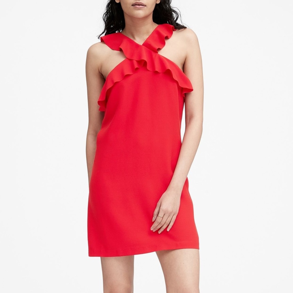 BANANA REPUBLIC - Red Mini Dress - Size 18 - Like New 👗✨